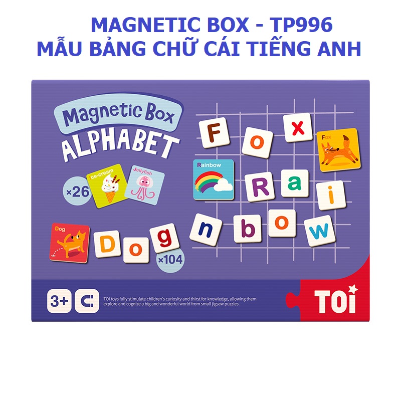 Bảng nam châm từ tính Thẻ học chữ cái tiếng Anh Magnetic Box Alphabet chính hãng TOI - TP996