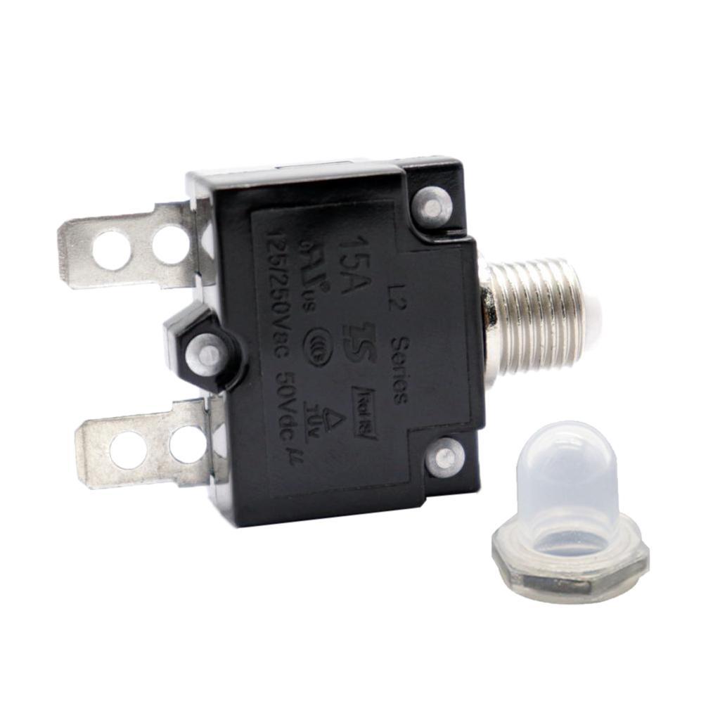 2x 15Amp Push Button Manual Reset Thermal Circuit Breaker Overload Switch