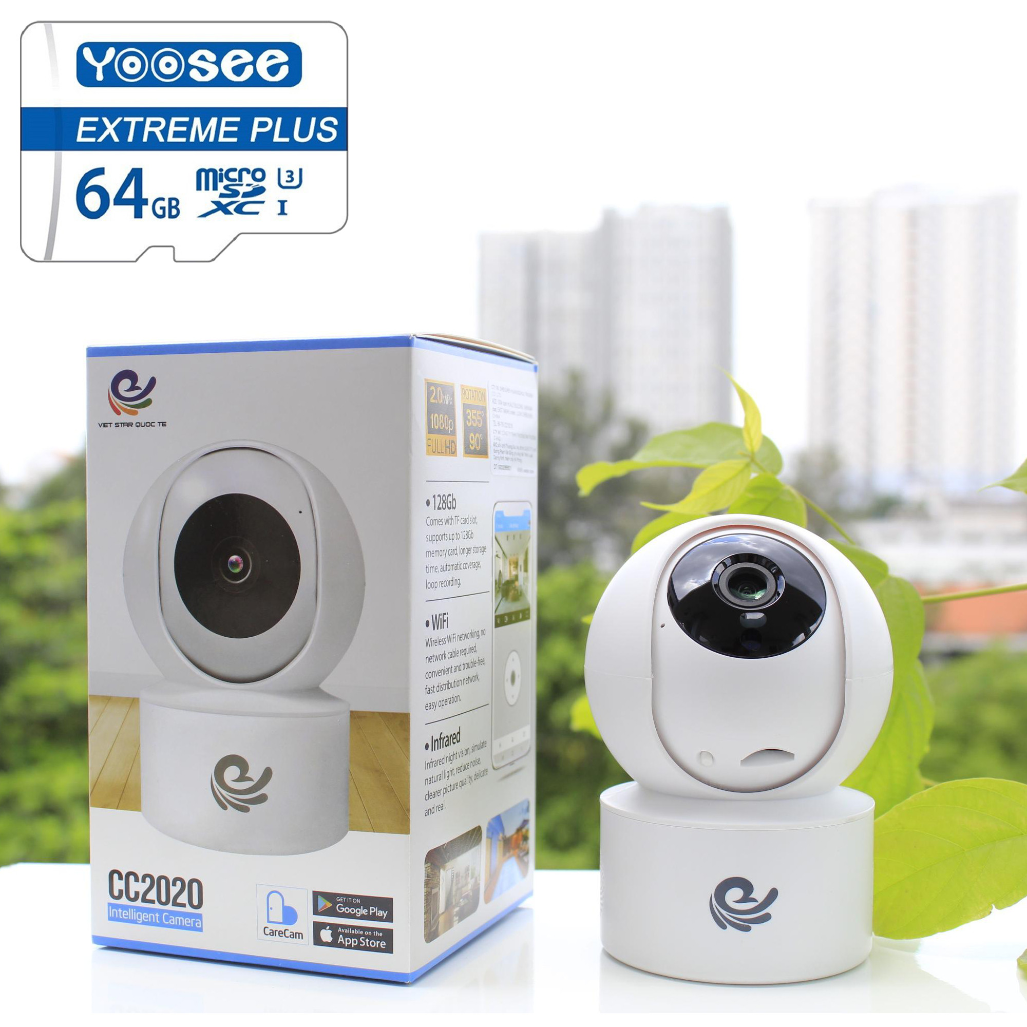 Trọn Bộ Camera CareCam CC2020 Full HD 1080P Và Thẻ Nhớ 64GB - Hàng Chính Hãng