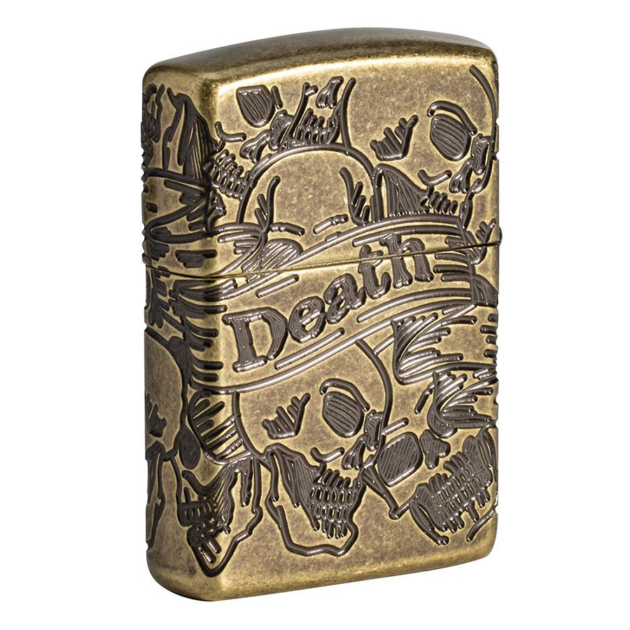 Bật Lửa Zippo 49035 – Zippo Armor Freedom Skull Antique Brass 360° MultiCut