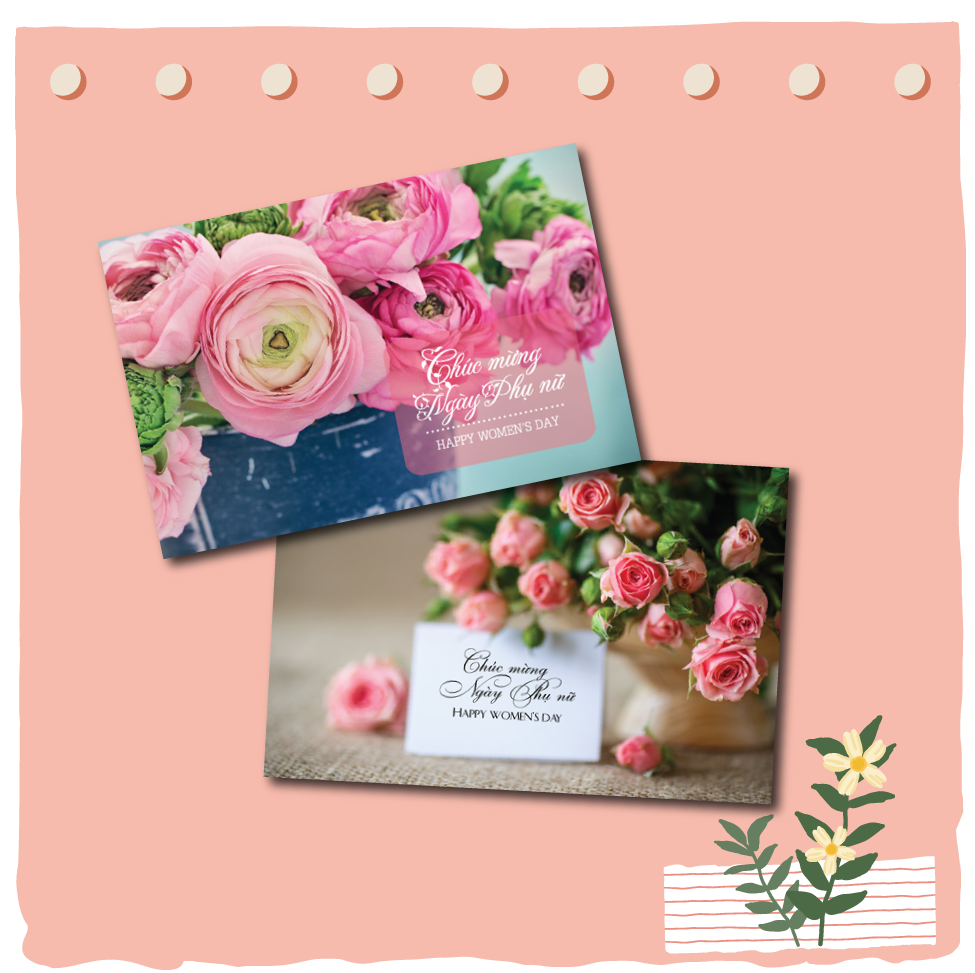 Combo 2c Thiệp ngày phụ nữ 8.3 và 20.10 Women's day - Thiệp Grey 12x18cm kèm phong bì