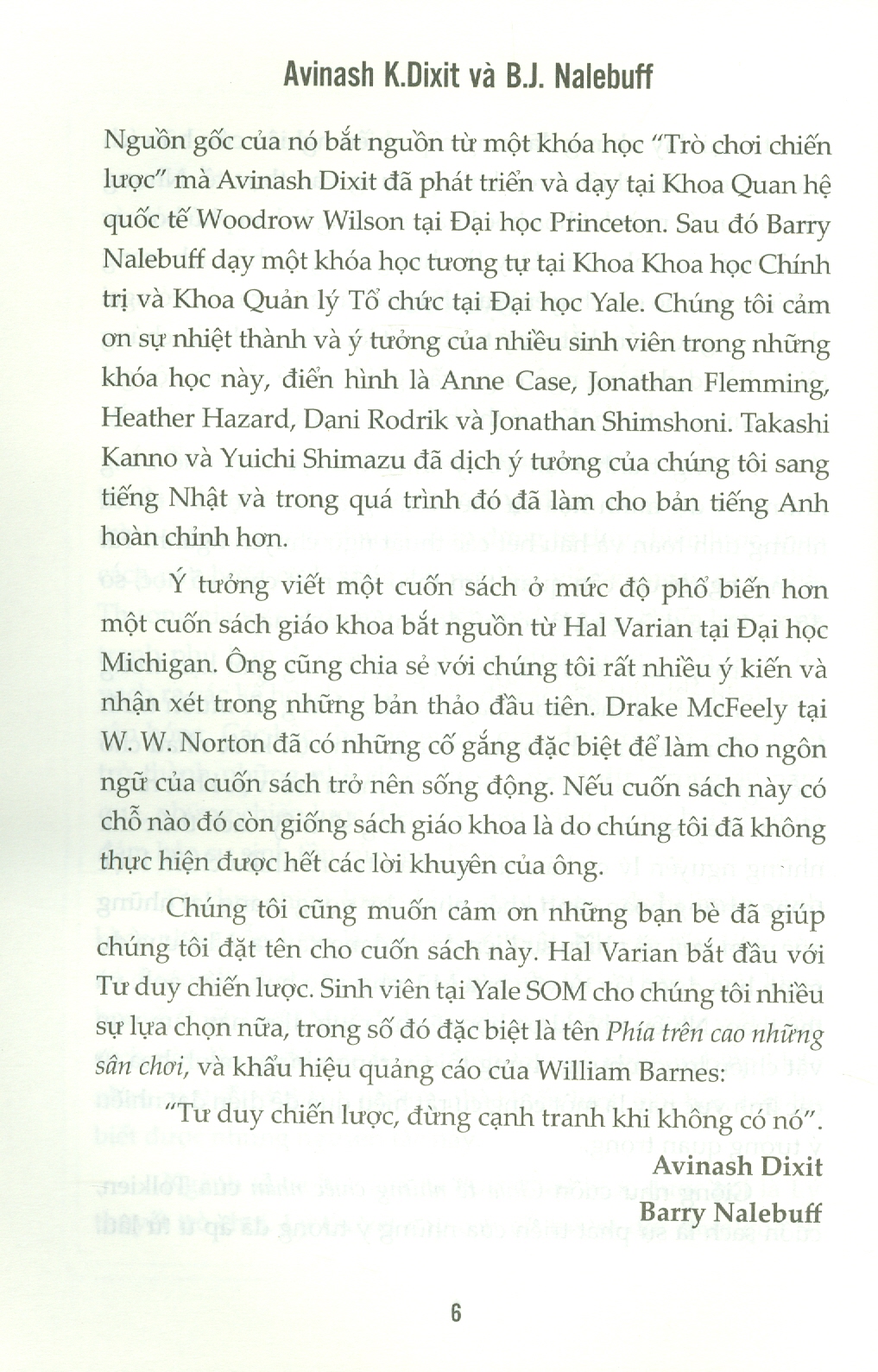 TƯ DUY CHIẾN LƯỢC - Lý Thuyết Trò Chơi Thực Hành - Avinash K. Dixit &amp; Barry J. Nalebuff - Tái bản - (bìa mềm)