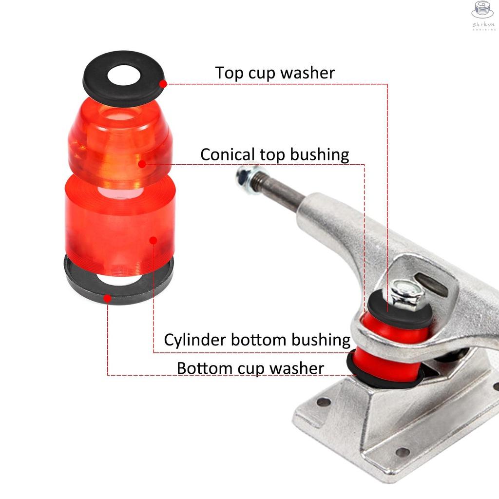 Skateboard Bushings Longboard Truck Rebuild Kit Bushings Washers Pivot Cups for 2 Trucks