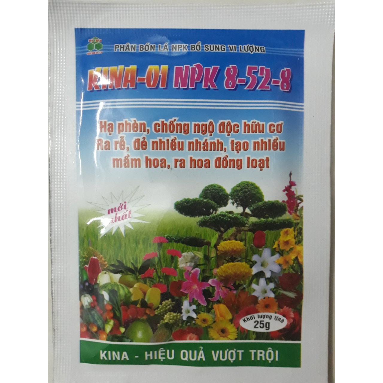 10 gói Phân bón SIÊU LÂN - KINA 01 NPK 8-52-8 bổ sung vi lượng KÍCH RỄ - ĐẺ NHÁNH - TẠO NHIỀU HOA và RA HOA ĐỒNG LOẠT