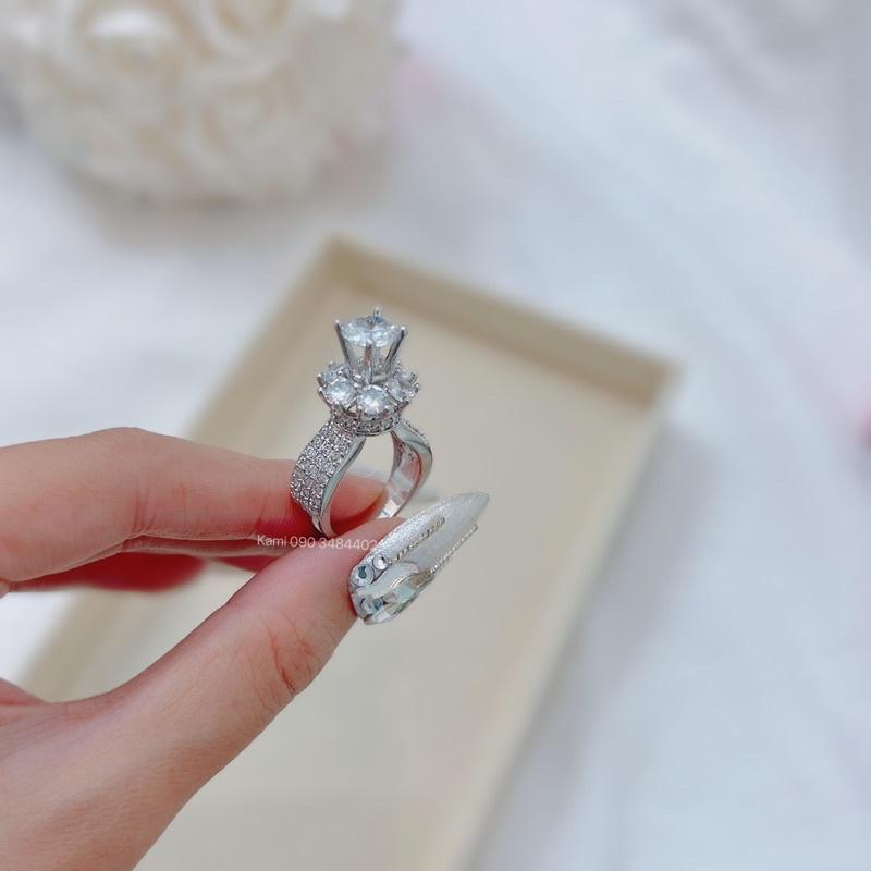 Nhẫn nữ xi bạch kim hột cao siêu sáng