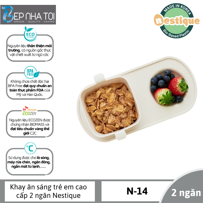 Khay ăn trẻ em cao cấp 2 ngăn hiệu Nestique N-14