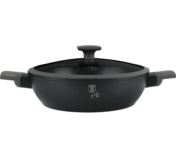 Nồi chảo 2 quai cầm có nắp Berlinger Haus BH/8128 28cm màu than đen-Anthracite Collection Hàng chính hãng