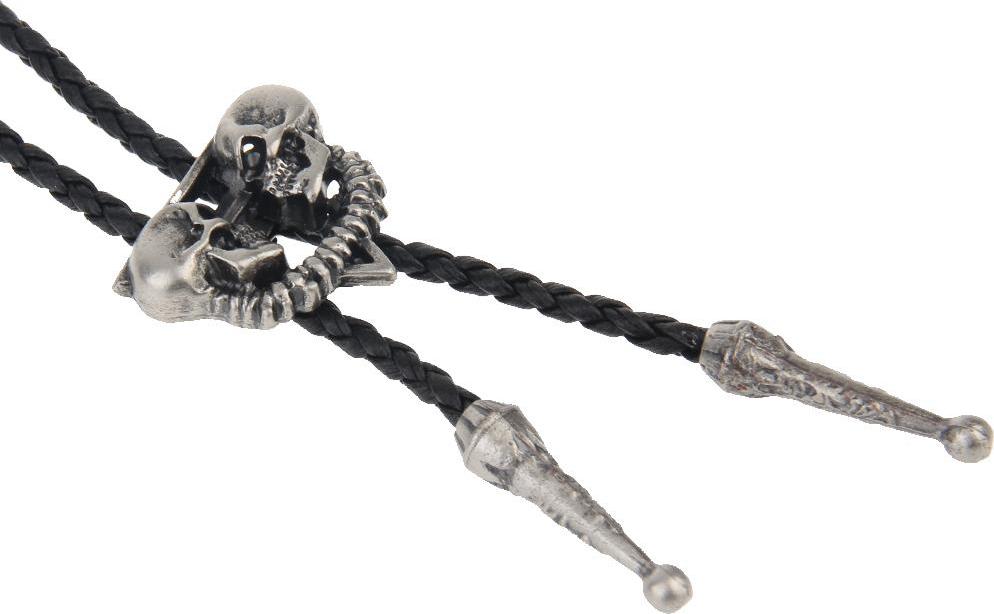 Punk Skeleton Skull Bolo Tie Leather Necktie Necklace Western