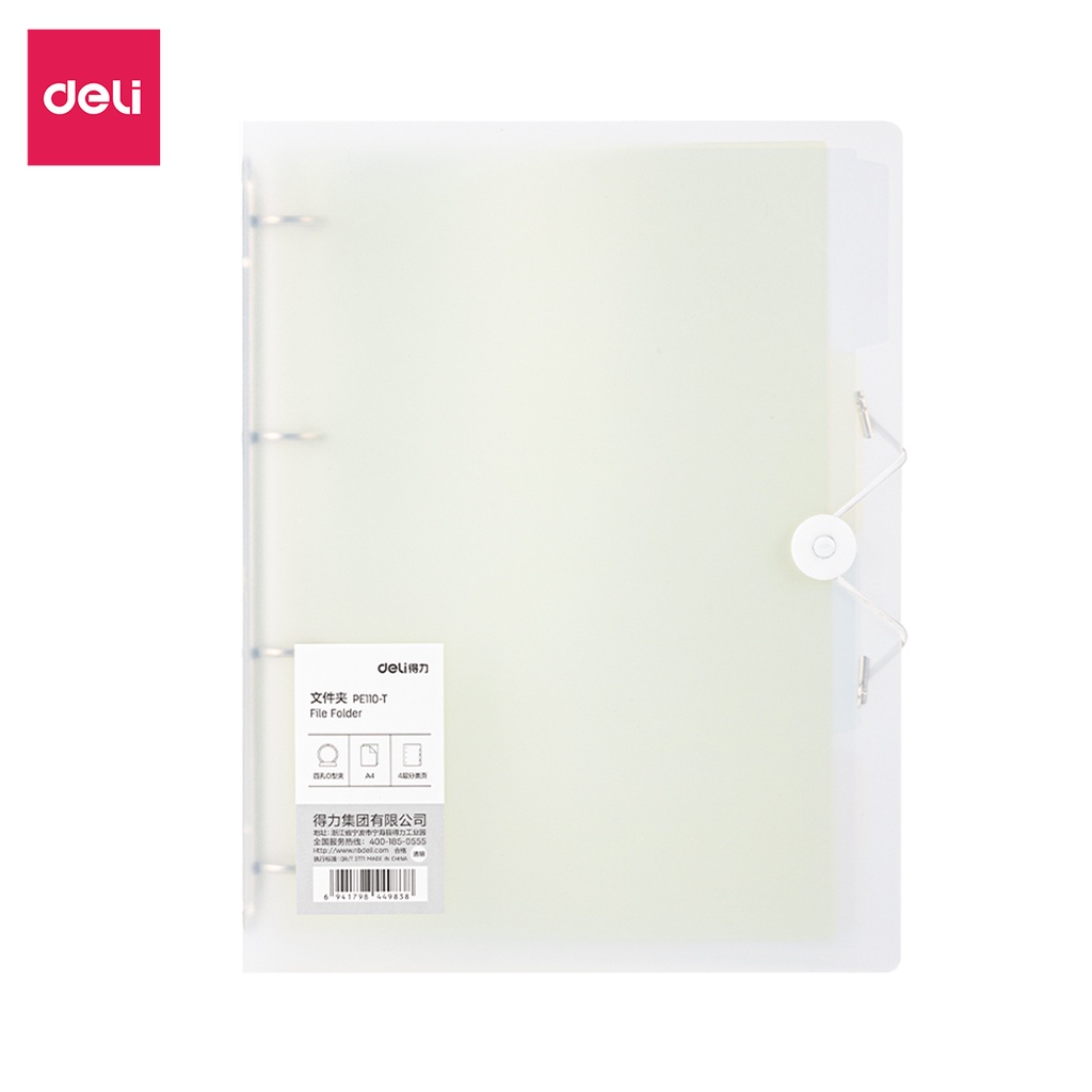 Bìa File lá còng sắt học sinh A4 Deli 4 còng đựng file tài liệu, lưu trữ hồ sơ văn phòng cao cấp sẵn 4 lá