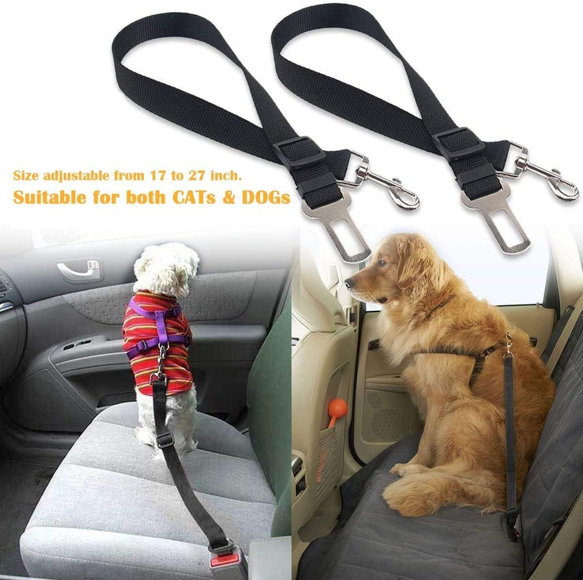 Đai an toàn cho chó trên ô tô,  Dây đai an toàn cho chó trên ô tô, có thể điều chỉnh 45-70cm Đai an toàn cho chó Ripstop bền cho tất cả chó và mèo, nylon màu đen