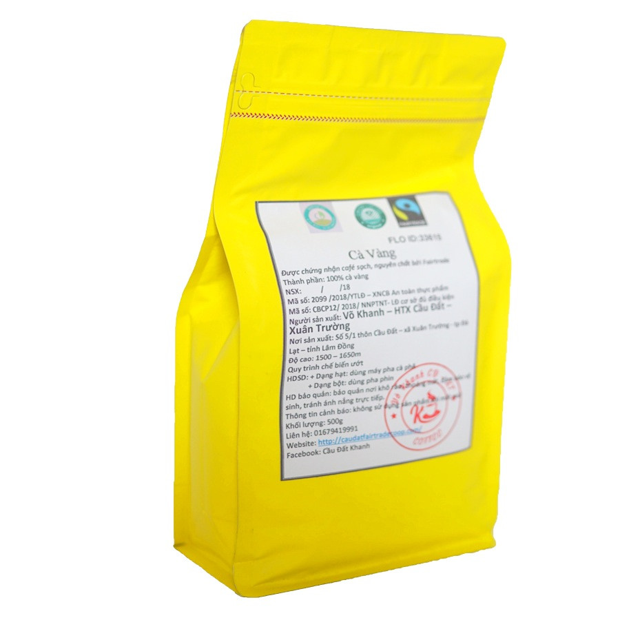 Cà Phê Cầu Đất Arabica Yellow Bourbon 100% K Phiêu (Túi 500g)- DẠNG HẠT