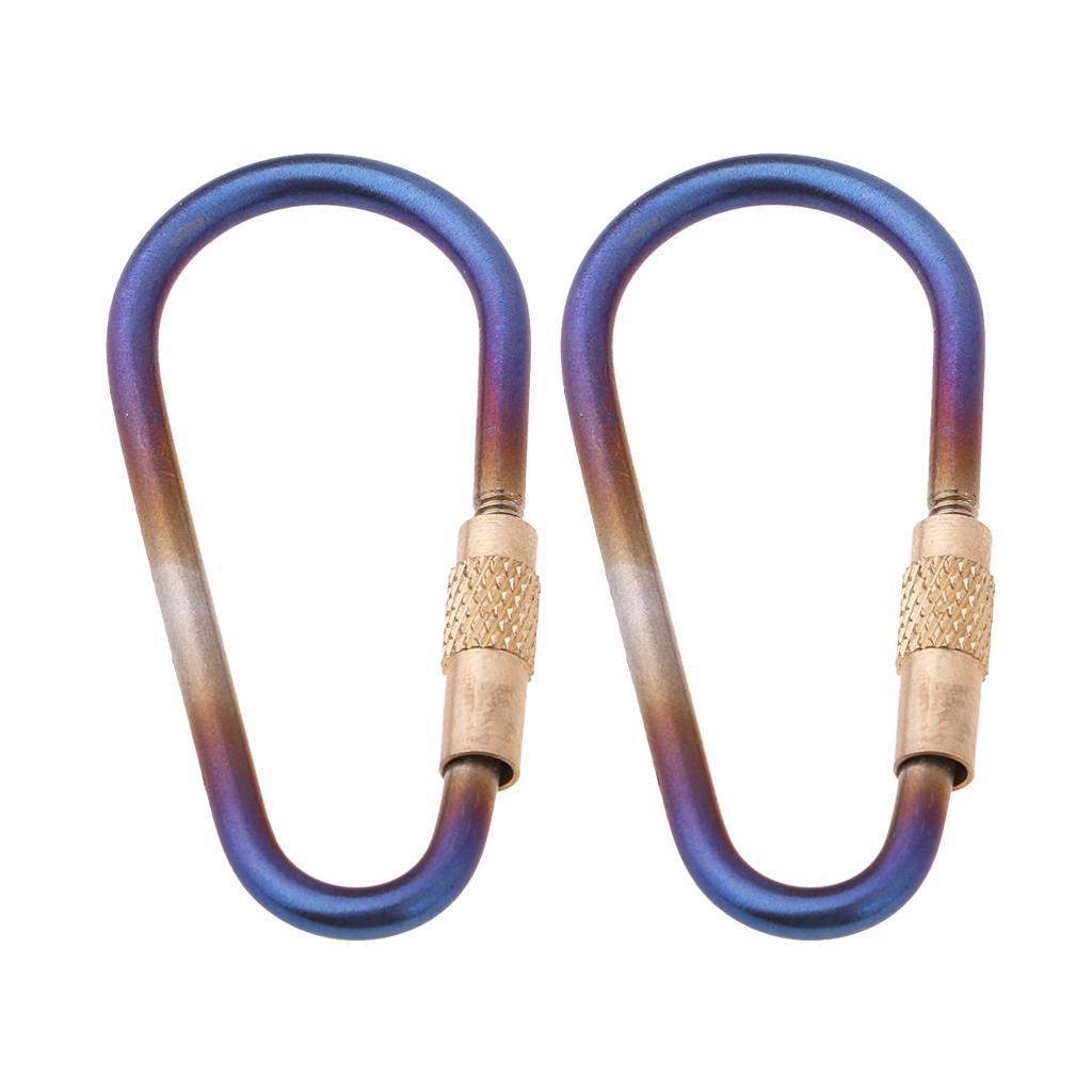 2 Pieces Titanium Keyring Carabiner Keychain Camping Water Bottle Holder