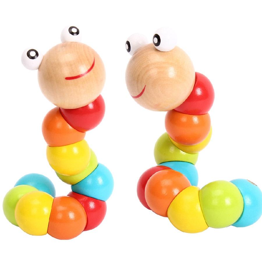 Đồ Chơi Gỗ Combo 04 Món Đồ Chơi Gỗ Luồn Hạt Con Sâu Uốn Dẻo Đàn 8 Thanh Tháp Cầu Vồng