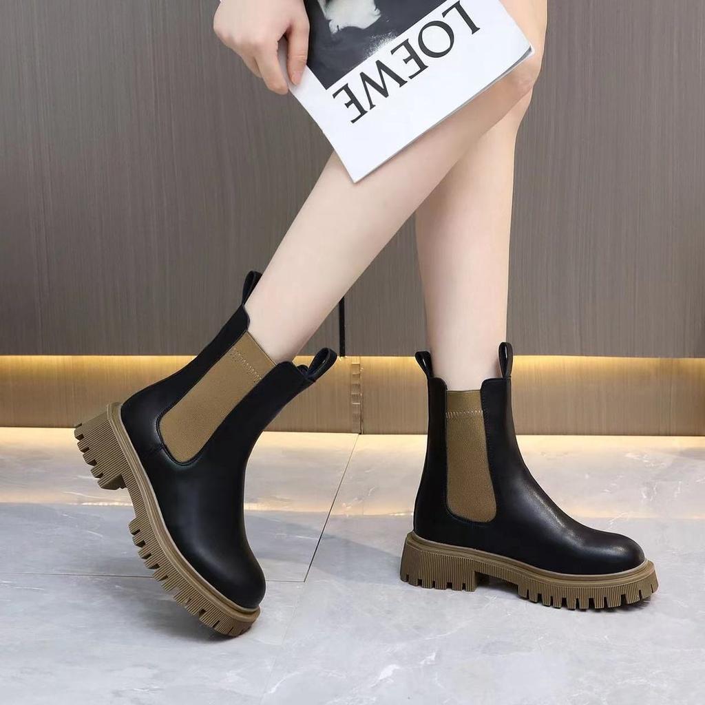 Giày Bốt Martin Da Thật Đế Dày Cổ Thấp Thời Trang Thu Đông 2022 Cho Nữ