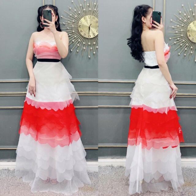 Đầm Maxi cúp voan màu xếp tầng SIÊU XINH -MS32V- Size M/L đến 58kgMM MM