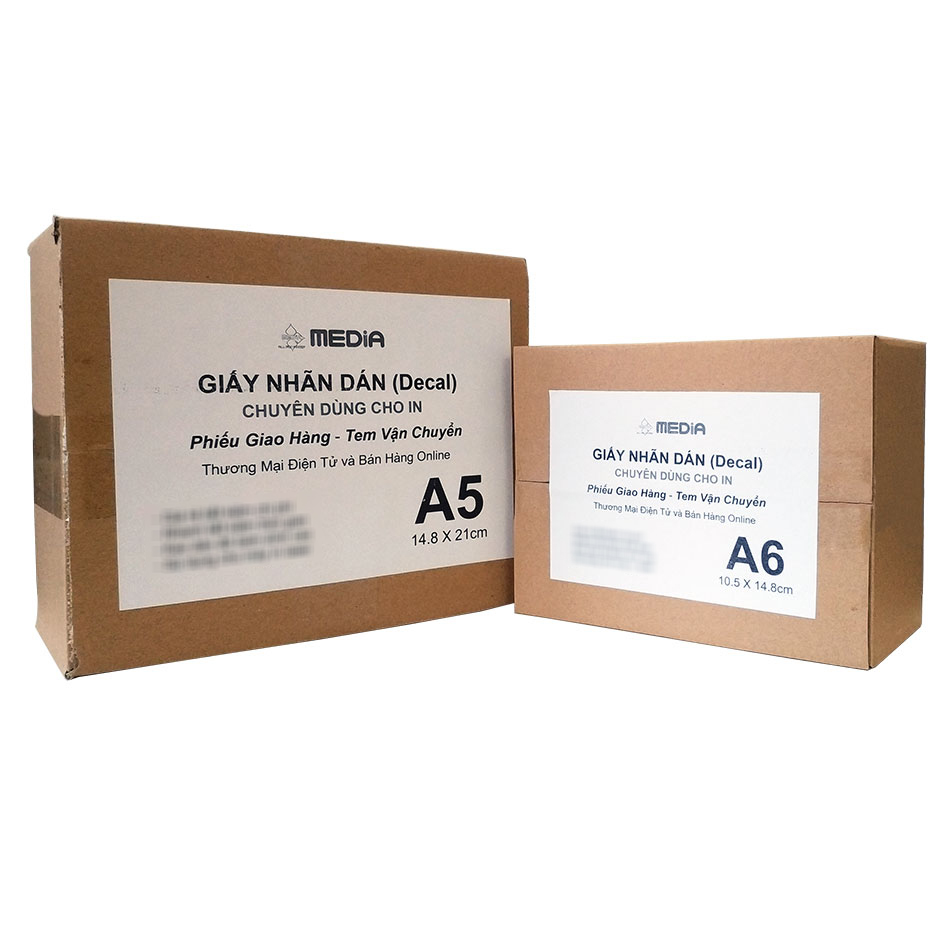 Giấy Decal A4/A5/A6/A7 Media Ink 1 Mặt Mờ 80gsm 100 Tờ, Giấy In Tem Vận Chuyển, Nhãn Phụ, Tem Mã Vạch - Hàng Chính Hãng
