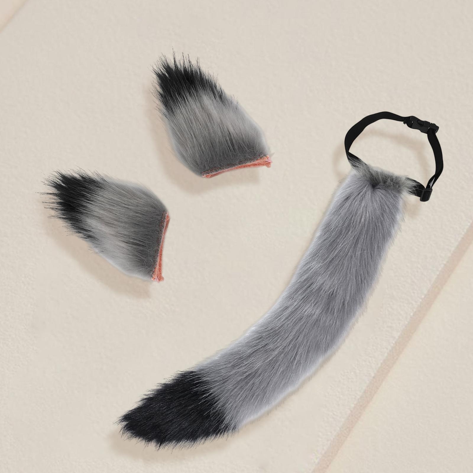 Fox Ears Tail Cosplay Props Hair Clips Attractive for Halloween