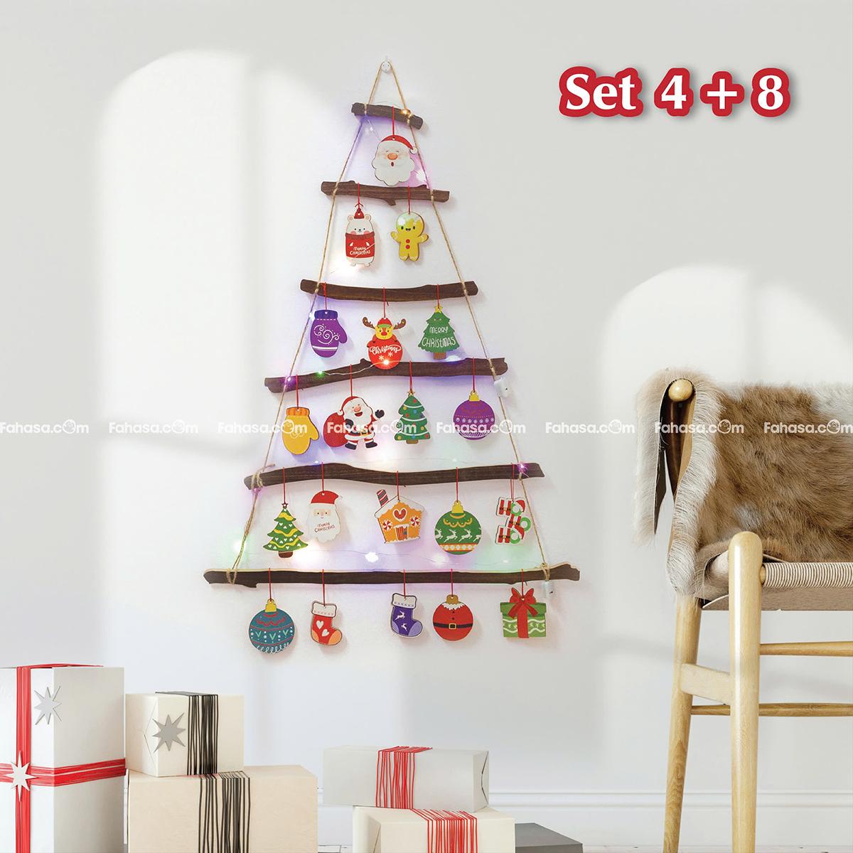 Dây Treo Hình Gỗ Cây Thông Trang Trí Giáng Sinh - Bách Mộc - Set 4