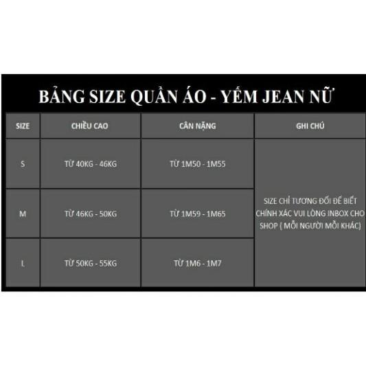 Quần yếm jean dài nữ( có ảnh thật ), dây phối kiểu mới ( size : S, M, L,) vải jean mịn, không nhăn, mẫu mới nhất năm d6 - M