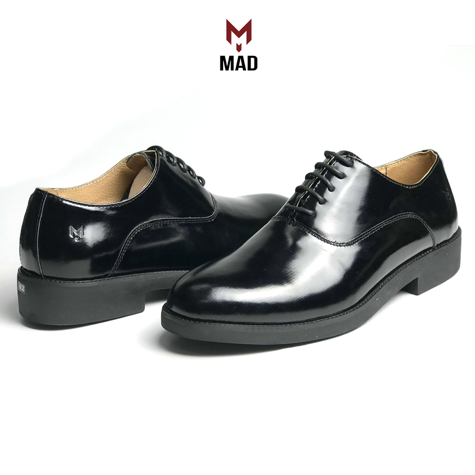 Giày công sở nam Plain Oxford MAD Black buộc dây chính hãng cao cấp da bò nhập khẩu uy tín chất lượng tốt