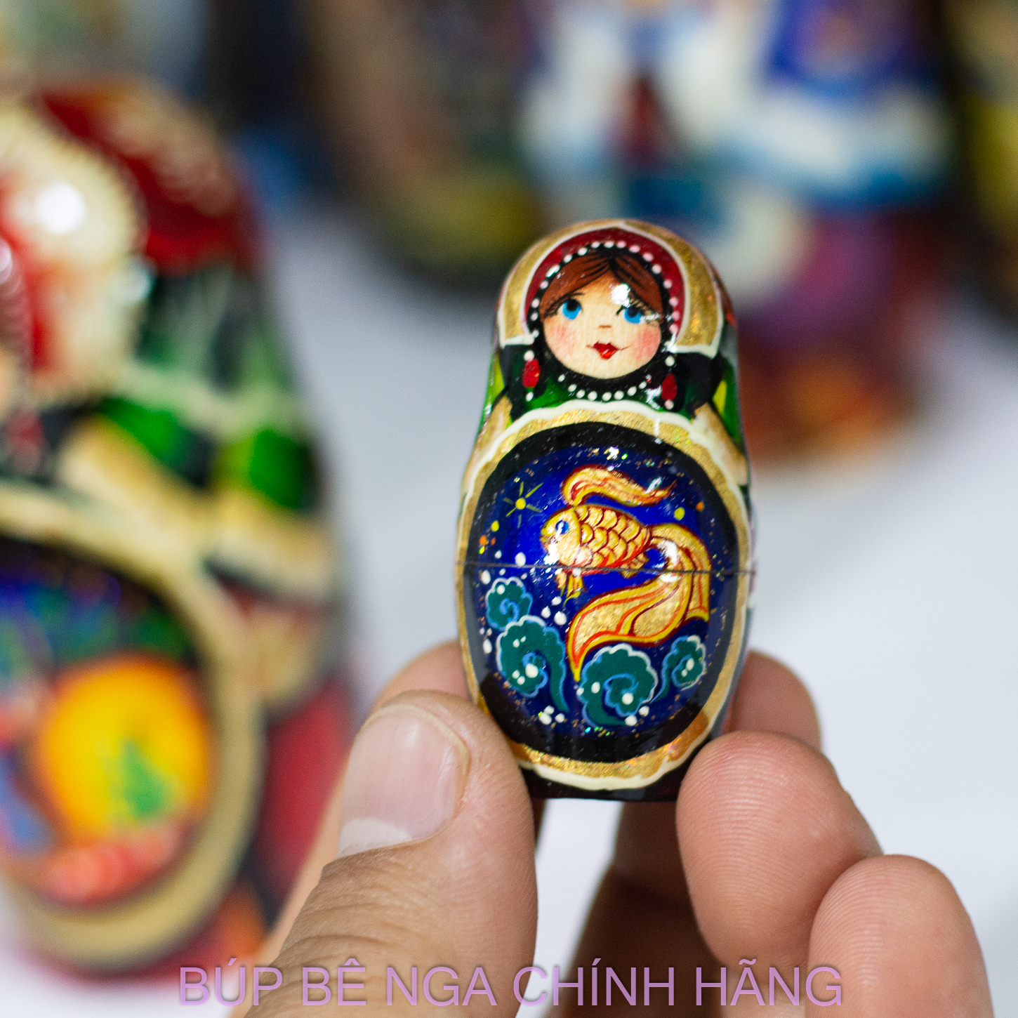 BỘ BÚP BÊ NGA MATRYOSHKA CAO CẤP 5 LỚP 15CM HOA VĂN "CÔNG CHÚA VÀ BẦY THIÊN NGA" RẤT ĐẸP VÀ SANG TRỌNG