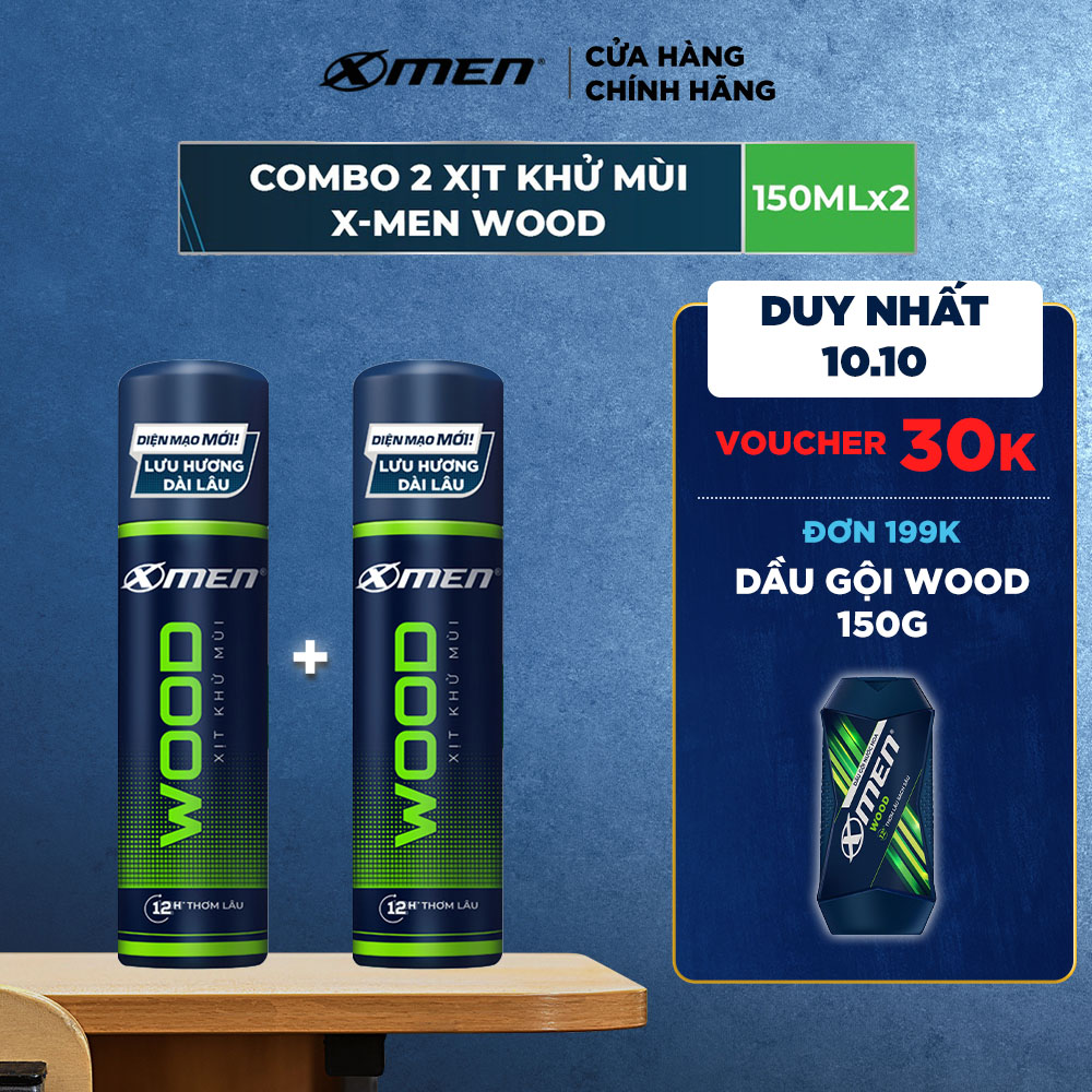 Combo 2 Xịt khử mùi X-men Wood 140ml/chai