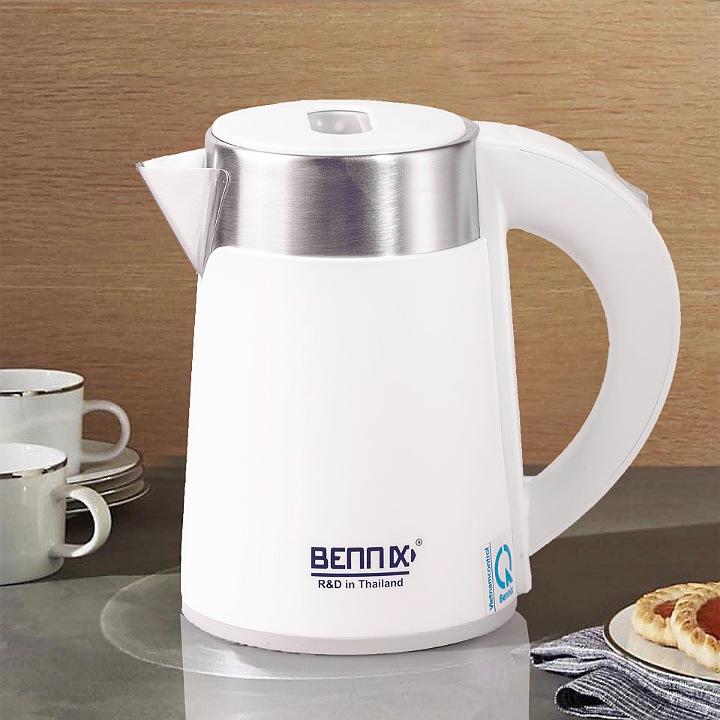 Ấm siêu tốc mini Bennix BN-008EK 2 lớp cao cấp 0.8L, sôi nhanh, an toàn, bảo hành 24 tháng Hàng chính hãng