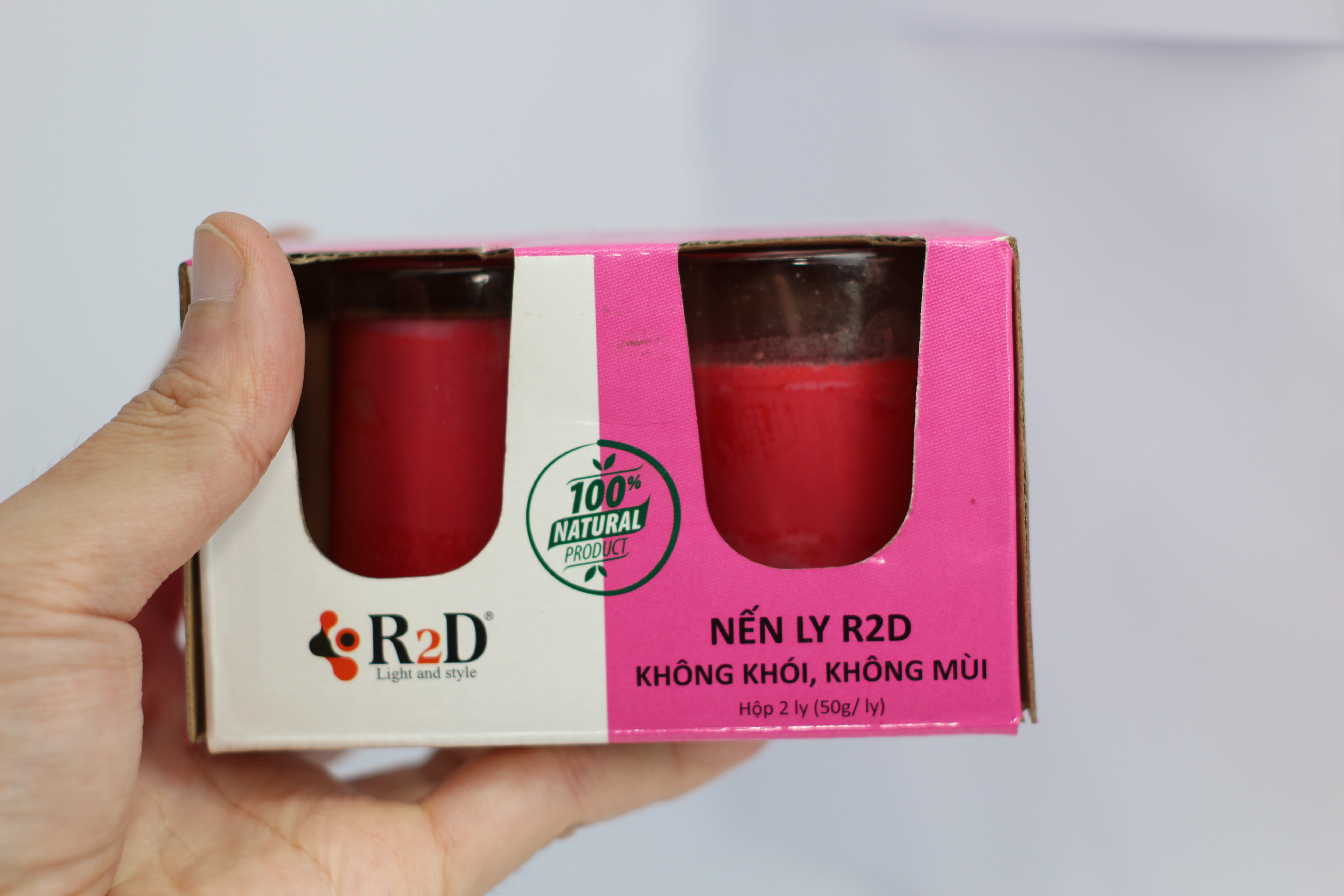 Nến Không Khói Đỏ, Nến Thắp Sáng, Đèn Cầy Ly, Chính Hãng Đến Từ Shop R2D, Làm Từ Thành Phần Tự Nhiên, Lành Tính.