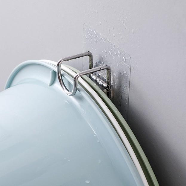 Móc dán tường inox treo thau chậu,móc treo đề đồ nhà tắm tiện dụng