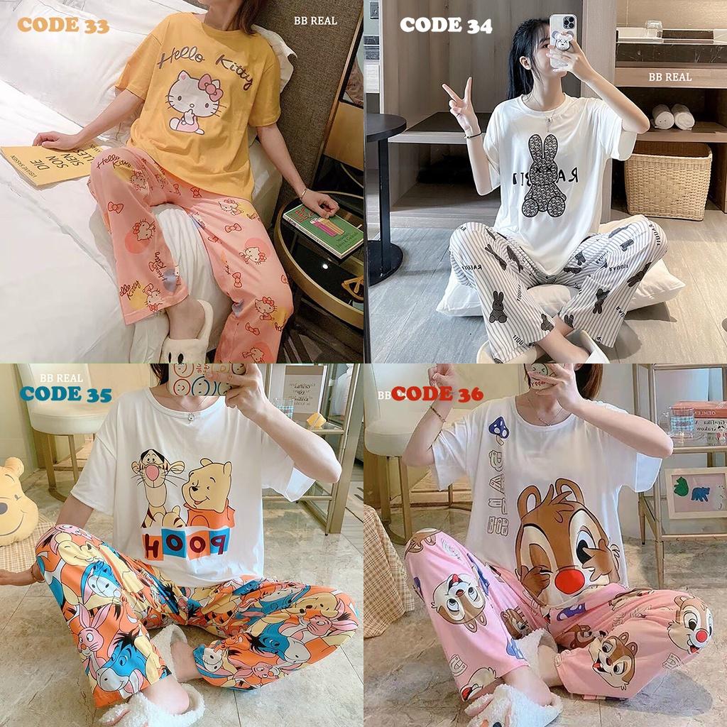 Đồ Bộ Mặc ở Nhà Bộ Đồ Ngủ Nữ Quần Dài Pijama Thun Lạnh Đẹp Freesize Từ 45-60Kg - BB REAL