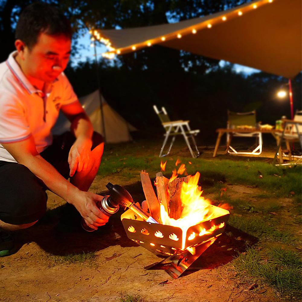 Bếp dã chiến thép không gỉ đốt gỗ củi với đĩa nướng BBQ để cắm trại ngoài trời