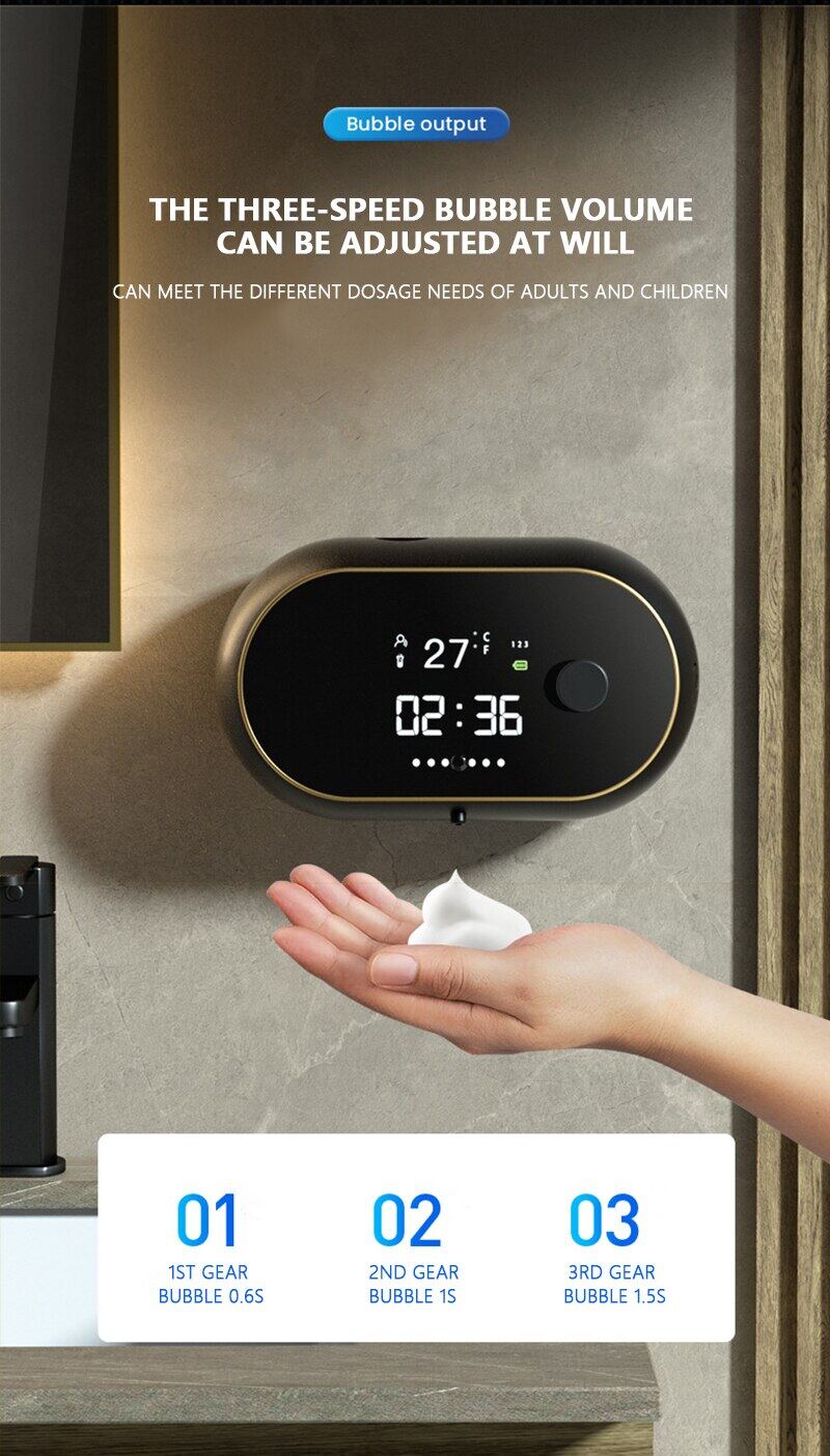 Hộp Tạo Bọt Xà Phòng Hiển Thị Giờ Và Nhiệt Độ BASIN BOXTECH CE tặng 1 chai xà phòng - hàng cao cấp