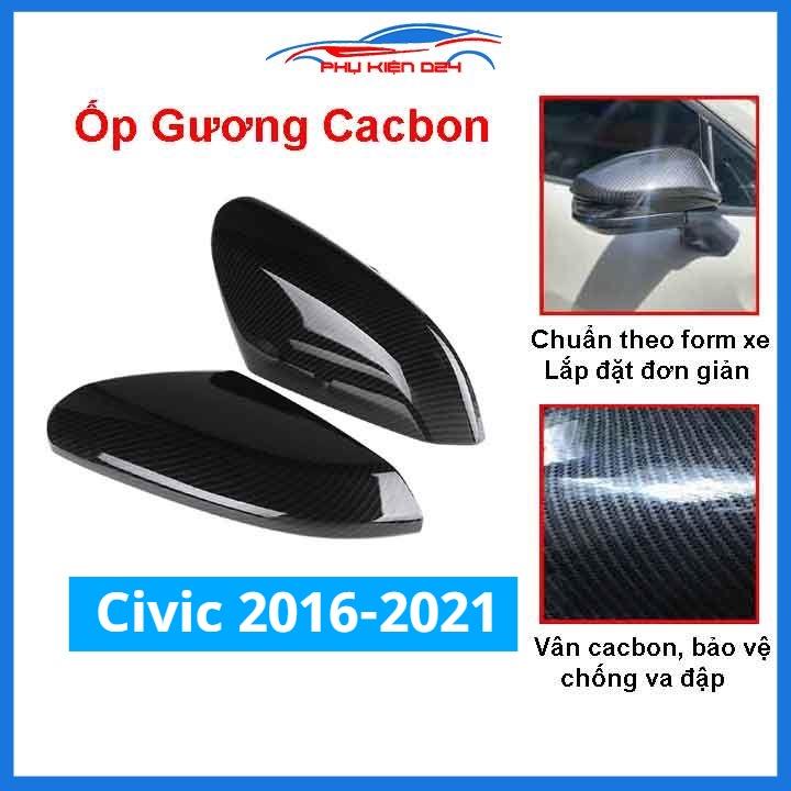 Ốp gương Civic 2016-2017-2018-2019-2020-2021 vân Cacbon bảo vệ chống trầy trang trí làm đẹp xe