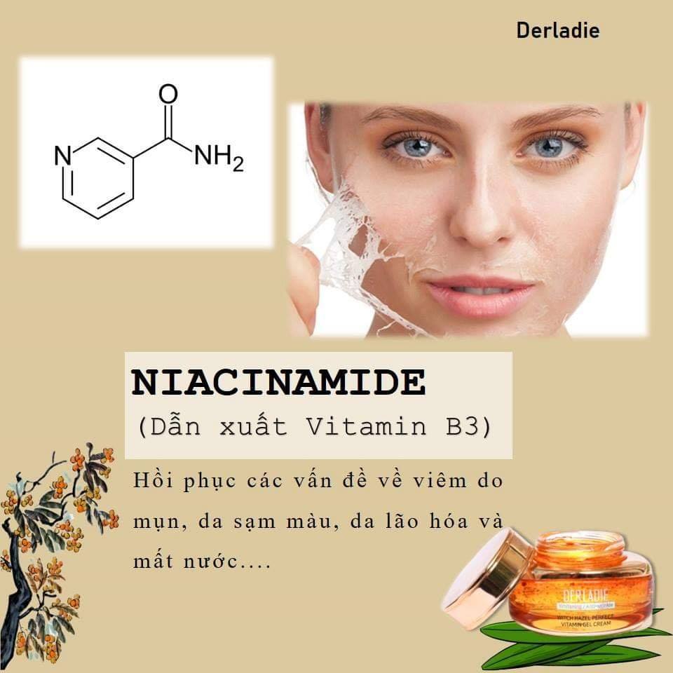 Combo Nước Hoa Hồng + Kem dưỡng ẩm cho da mụn Derladie Witch Hazel Perfect Vitamin