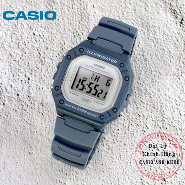 Đồng Hồ Casio W-218HC-2AVDF Dây Nhựa Nam - Mặt Vuông - WR50M