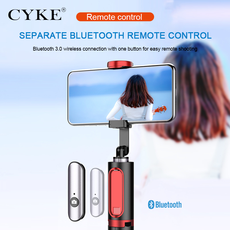 Gậy chụp hình Selfie CYKE xoay 360 độ kiêm giá đỡ 3 chân Tripod tích hợp điều khiển không dây bluetooth-Hàng chính hãng