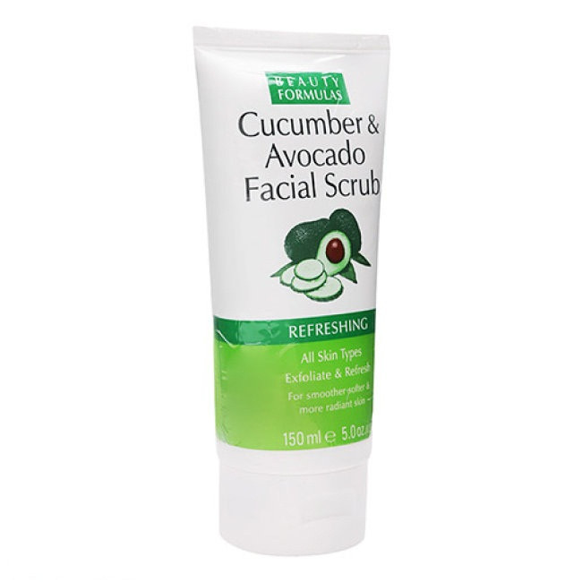 Sữa rửa mặt Beauty Formulas Cucumber &amp; Avocado Facial Scrub 150ml - tẩy tế bào chết tinh chất dưa leo