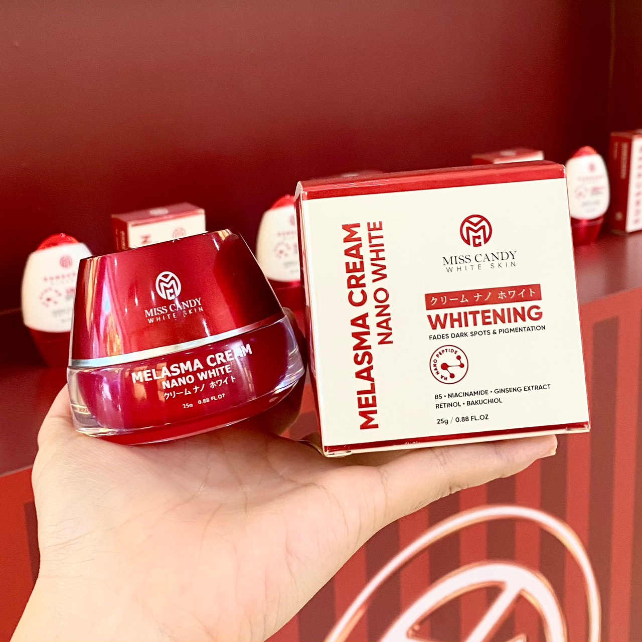 Kem Dưỡng Trắng Da Mờ Thâm Nám Sâm Nhung Hoàng Kim Cao Cấp Melasma Cream Nano White MISS CANDY 25g, Giúp Tái Tạo Da Bị Nhiễm Corticoid, Phục Hồi Làn Da Hư Tổn &amp; Làm Săn Chắc Da