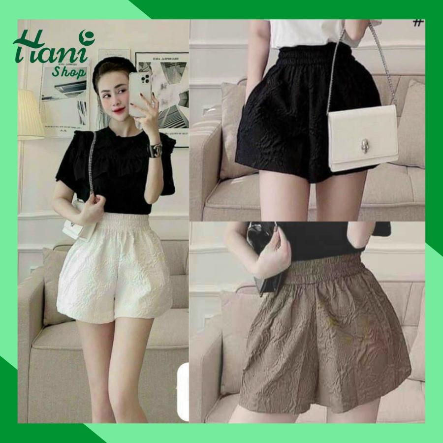 Quần short nữ dập nổi 3D xốp phồng hàng đẹp,Quần sooc phồng xốp hoa dập nổi