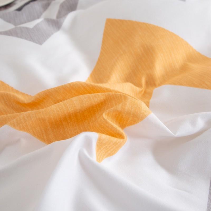 Bộ chăn ga gối Cotton poly M2T Bedding Sóng cam, vỏ chăn mền, drap nệm và 2 vỏ gối