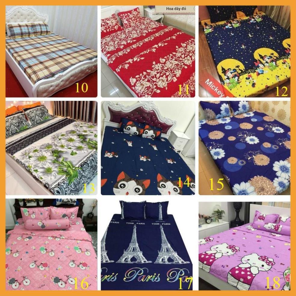 Ga chun bọc đệm kèm 2 vỏ gối poly cotton mẫu gà vàng, drap thun bọc nệm