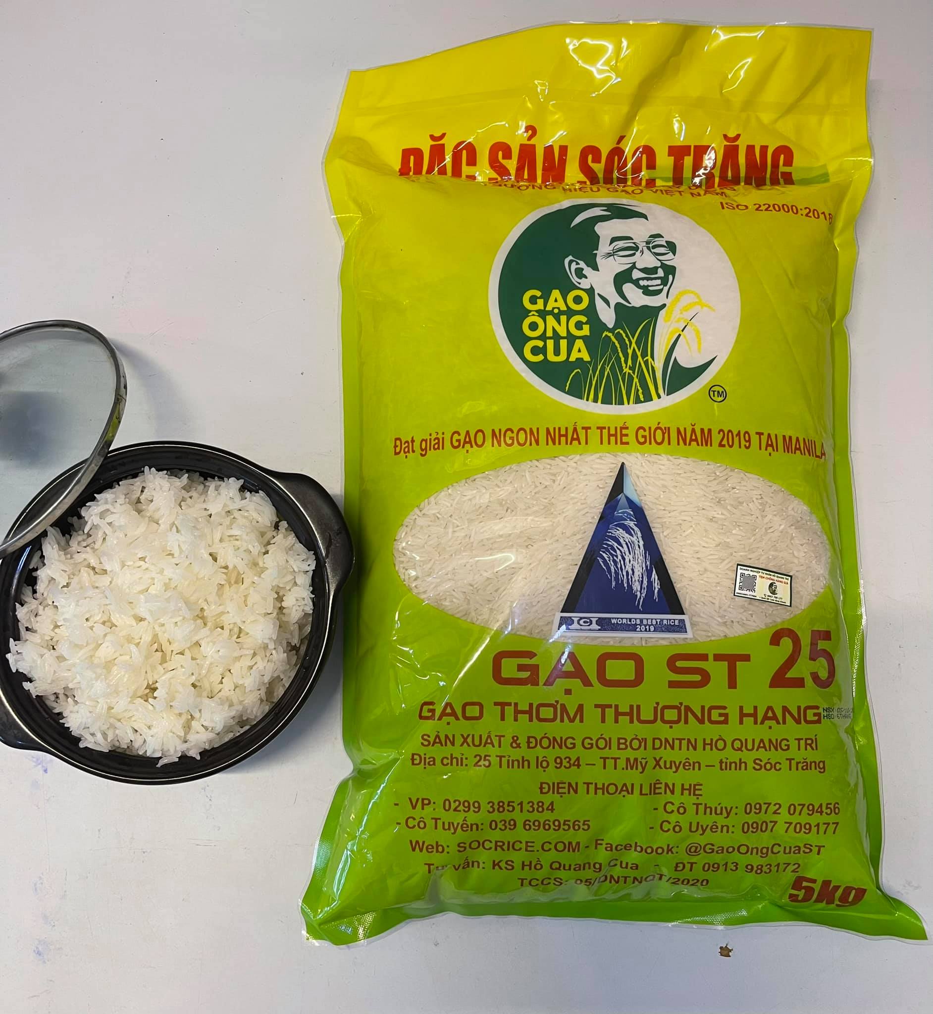 Combo 2 Sản Phẩm Gạo ST25 Túi 5Kg - Gạo Ông Cua, Đặc Sản Sóc Trăng