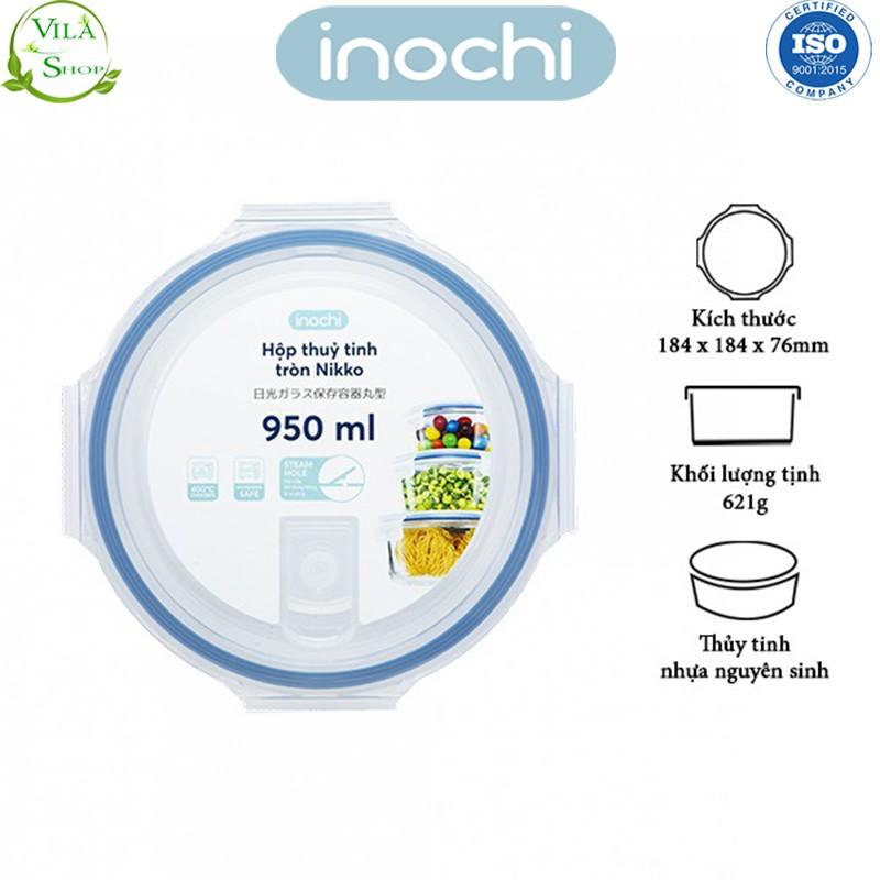 Hộp Thực Phẩm, Hộp Thủy Tinh Chịu Nhiệt Hình Tròn, Thủy Tinh Cao Cấp Inochi Sử Dụng An Toàn Trong Lò Vi Sóng