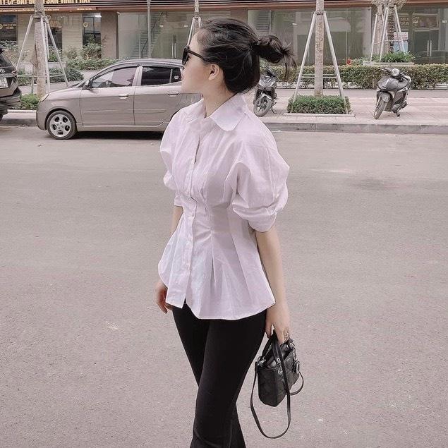 ÁO SƠ MI CHIẾT EO TÔN DÁNG ÁO SƠ MI TRẮNG KHÔNG NHĂN