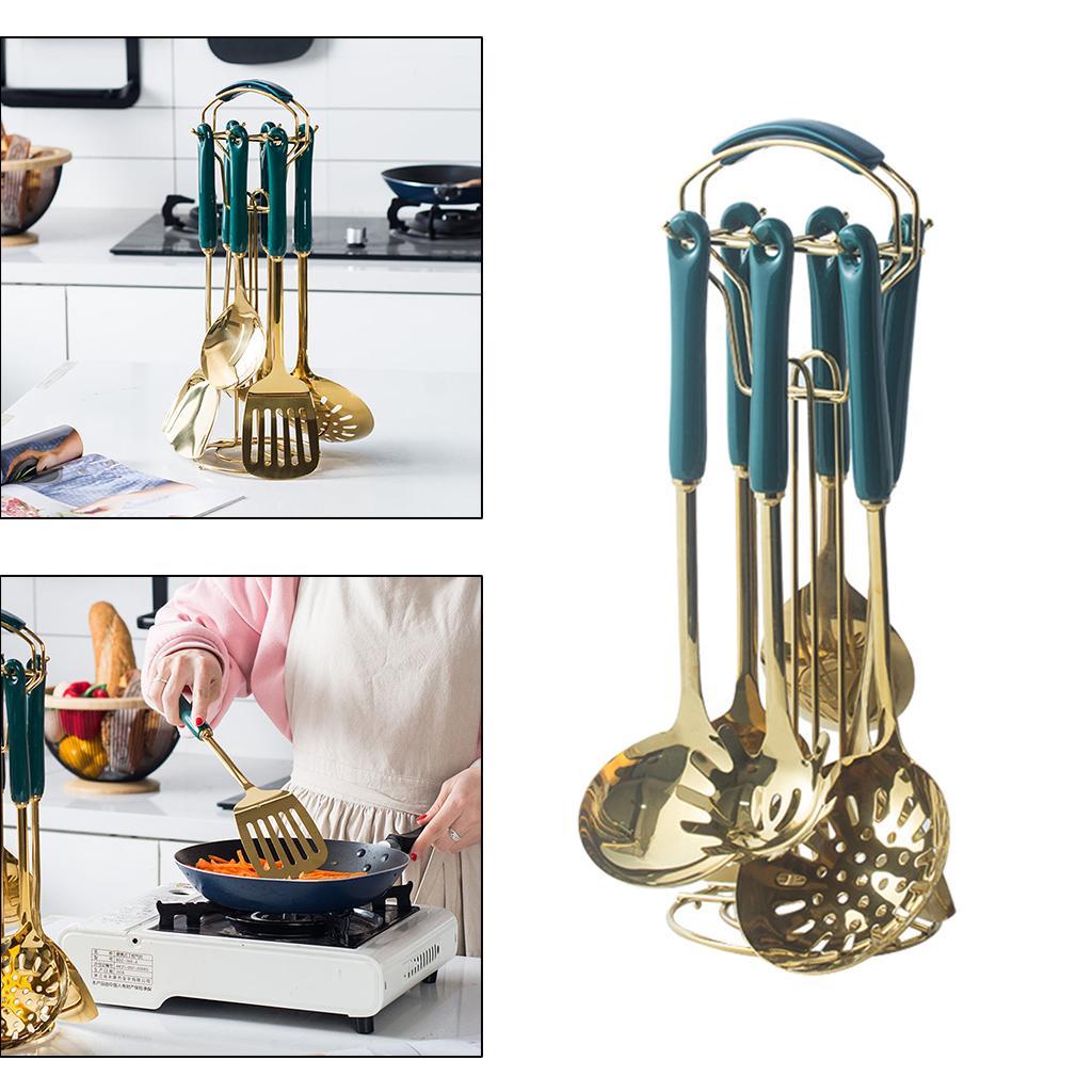 Stainless Cooking Utensils Set with Rotated Stand Kitchen Tools Kitchenware