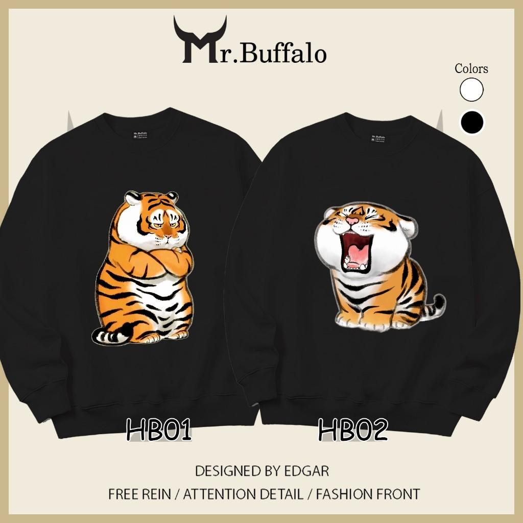 Áo Sweater cặp đôi Hổ béo cute HB01HB02 Mr.Buffalo - HB02 Trắng