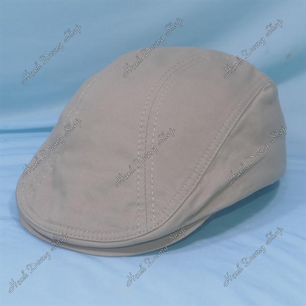 Nón mỏ vịt nón beret có nút đóng ở kết có khóa tăng giảm size dành cho người lớn không có logo - Kem Đậm
