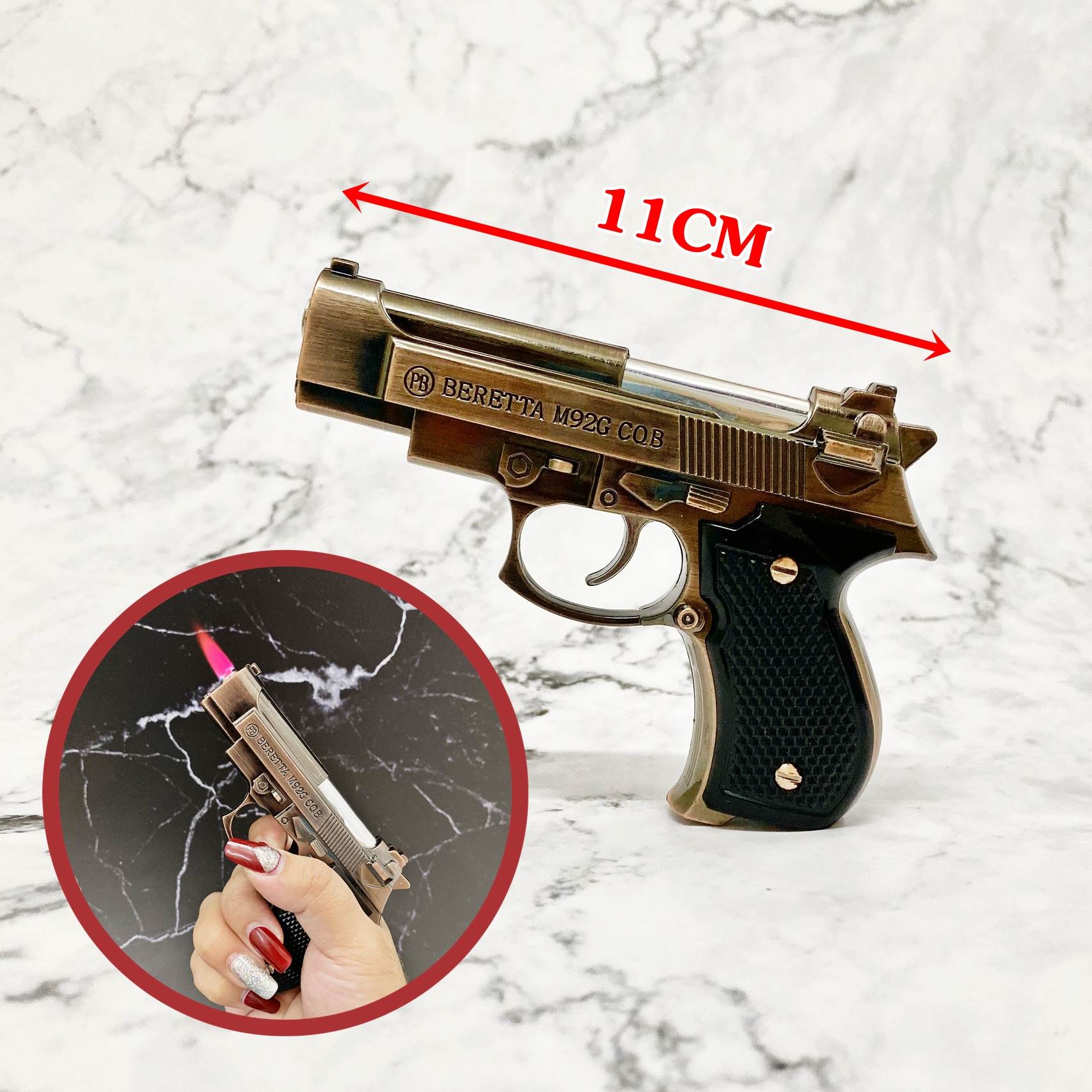 Hột quẹt bật lửa khè hình súng M92 - .