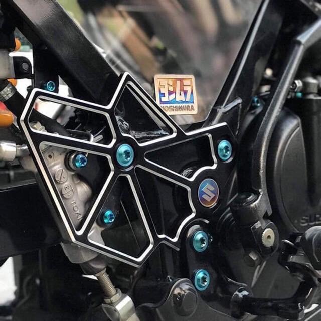 Nẹp Sườn Nhôm, titan trắng đen CNC cho Raider Satria lắp như zin