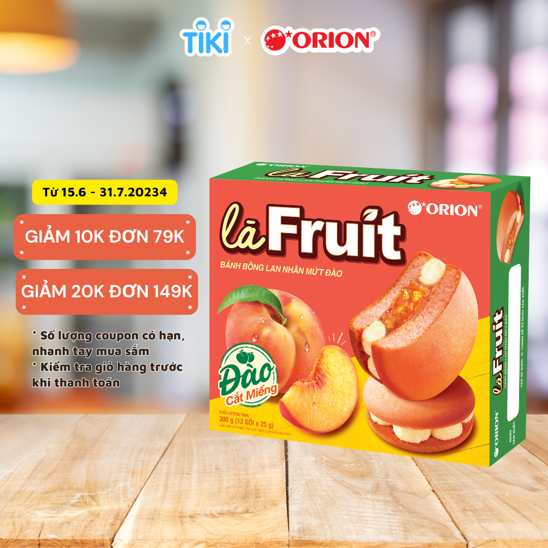 Bánh Bông Lan Nhân Mứt Đào - làFruit - 12 gói x 25g